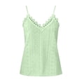 thumbnail image 5 of Women's Eyelets Camisole Lace Trim Loose V Neck Spaghetti Straps Tank Tops Sleeveless Summer Going Out Blouse Shirts, 5 of 7