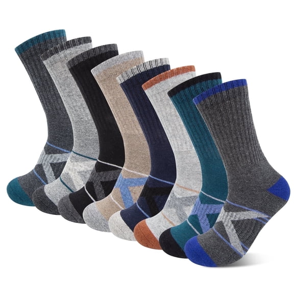 KOITHOT 8 Pairs Wool Socks for Men, Crew Socks Thermal Warm for Winter Work Hiking