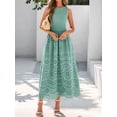 thumbnail image 4 of Women'S Summer Dresses Sleeveless Crewneck A-Line Boho Lace Eyelet Tank Maxi Dress with Pockets Green S, 4 of 10