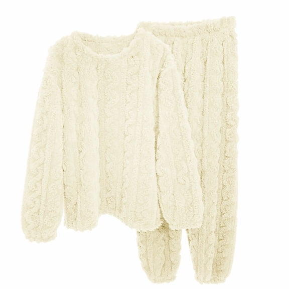 KAUOD Boys Girls Fleece Tops Pants Set 2 Piece Plain Winter Soft Fuzzy Sweater Joggers Pants Outfits Long Sleeve Shirt Clothes