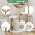 thumbnail image 3 of Stylish Feline Tower,Modern Natural Wood Cat Tree with Large Rattan Basket,Scratching Posts,Realistic Branch Design,Rest and Play,There are branches, 3 of 8
