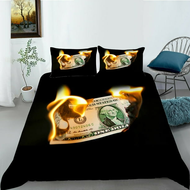 Black Background Bedding Sets Dollar Printed Home Bedclothes High