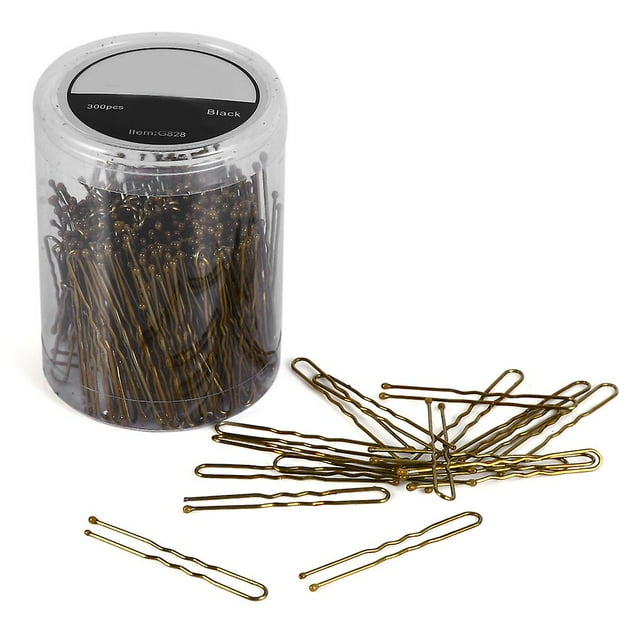 Lot de 300 épingles à cheveux fines et ondulées en forme de U pour femmes, outil de coiffure (doré, taille S)