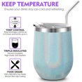 thumbnail image 4 of Vacuum Insulated Stemless Wine Glass - THILY Stainless Steel 12 oz Wine Tumbler with Spill Proof Lid, Straw, Cute Cup, Keep Cold & Hot for Coffee, Cocktails, Drinks, Glitter Light-blue, 4 of 5