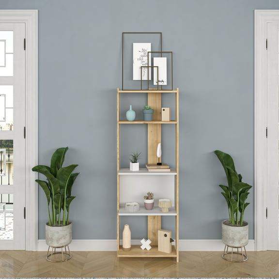 Ada Home Décor Abis Bookcase, Oak/White