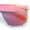 Clear Peach - Red Mirror, variant on Mens Color Mirror Rimless Shield Plastic Horn Rim Luxury Sport Sunglasses Black - Blue Mirror
