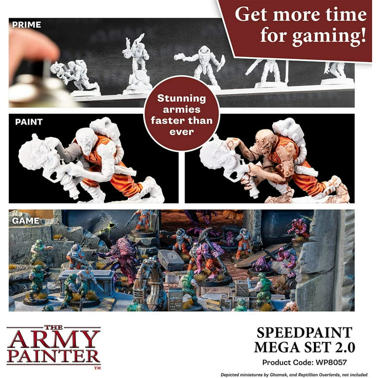 The Army Painter Speedpaint Wargarmers Mega Set 2.0, 60 Acrylic Paint  Bottles 18ml including Medium, Metallics and Model Paint Brush for Plastic  Miniatures Warhammer 40k and DnD 