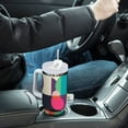 thumbnail image 4 of Yayeee 30oz Stainless Steel Tumbler with Straw and Handle Double-Wall Insulated Travel Water Bottle, Pink Geometric, 4 of 8