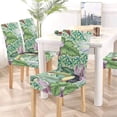thumbnail image 5 of ZHANZZK Bouquet of Exotic Flower with a Small Colorful Tropical Bird Stretch Chair Cover Protector Seat Slipcover for Dining Room Hotel Wedding Party Set of 6, 5 of 6