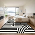 thumbnail image 3 of ODIKA 4'x6' Machine Washable Non-Slip Area Rug, Contemporary Black and Striped with Stylish Visual Depth High Traffic Rug, Black, 890015, 3 of 7
