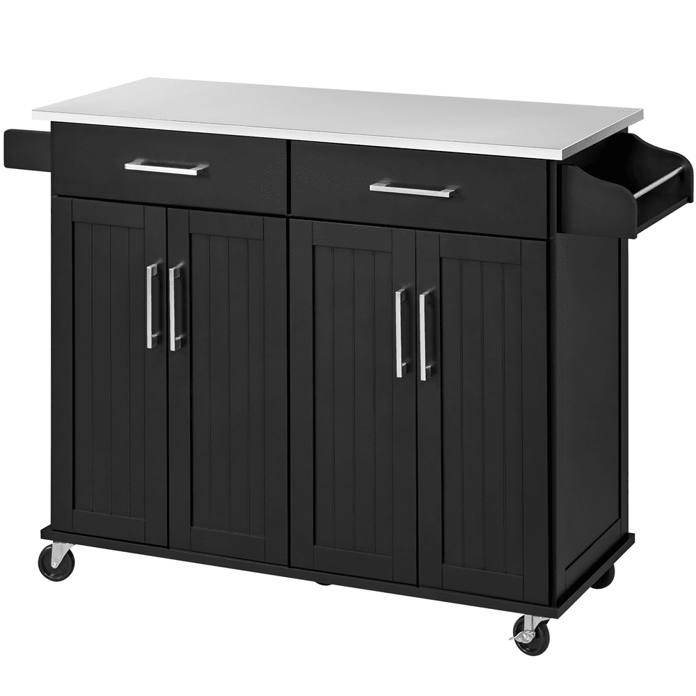 Easyfashion Large Kitchen Island Cart with Stainless steel tabletop