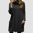thumbnail image 2 of zaveiop Women Sweaters 2025 Mock Turtleneck Fall Winter Warm Sweater Plus Size Tunic Pullover Tops with Pockets (Black, S), 2 of 4