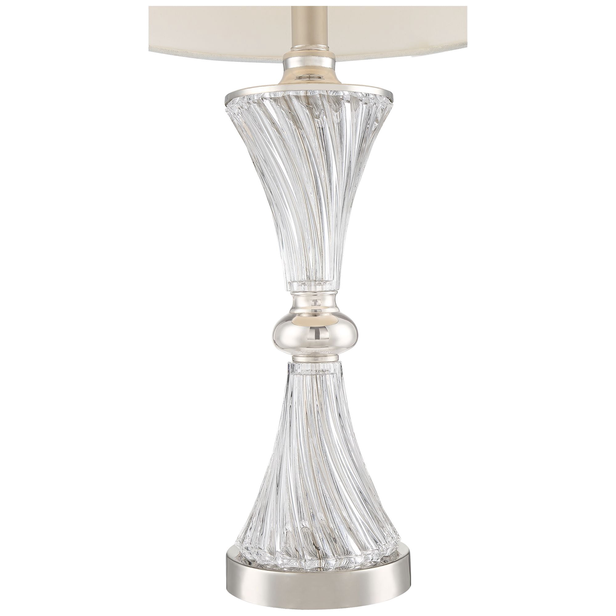 Regency Hill Luca Modern Table Lamps 25 1/2" High Set of 2 Twisted Glass with USB Charging Port White Drum Shade for Bedroom Living Room Office Desk