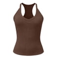 thumbnail image 7 of OIUUAK Yoga Workout Tops for Women, Racerback Basic Tank Summer 2026 Camisole V Neck Slim Fit Ribbed Sleeveless Sexy Y2K Going Out Tee Shirts, Coffee, 7 of 7