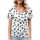 thumbnail image 2 of Puntoco Blusas cortas de liquidación para mujer, blusa informal de manga corta con cuello en V y estampado para mujer, 2 of 5