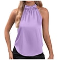 thumbnail image 2 of Halter Tank Tops for Women Silk Satin Lightweight Neck Dressy Casual Sleeveless Shirt Summer Outfits, 2 of 7