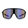 thumbnail image 3 of Mens Oversized Shield Color Mirror Sport Wrap Plastic MTB Rectangle Sunglasses Black - Teal Mirror, 3 of 7