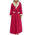 thumbnail image 2 of Lilgiuy Womens Solid Bandage Robe Bathrobe Gown Pajamas Long Sleepwear Pocket Waistband+Belts for Thanksgiving New Year, 2 of 4