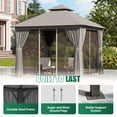 thumbnail image 2 of Clouddwell 10'x 10' Patio Gazebo Double Roof Protection All-Weather Outdoor Shelter Features Insect Screens & Privacy Curtains Ideal for Backyard, Lawn, (Gray), 2 of 8