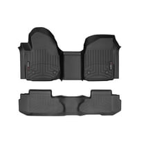 WeatherTech Custom Fit FloorLiners compatible with Sierra 2500HD/3500HD, Silverado 2500HD/3500HD, Sierra 1500, Silverado 1500 - 1st Row Over-The-Hump & 2nd Row, Black