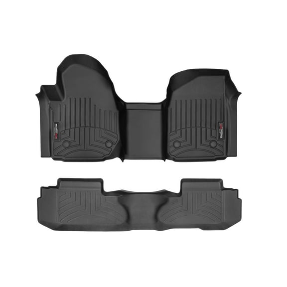 WeatherTech Custom Fit FloorLiners compatible with Sierra 2500HD/3500HD, Silverado 2500HD/3500HD, Sierra 1500, Silverado 1500 - 1st Row Over-The-Hump & 2nd Row, Black