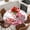 Pink Crimson, variant on Valentine's Day Round Tablecloth, Fitted Table Cover with Elastic for 36"-44" Round Tables, Pink Love Gnomes Roses Ombre Romantic Table Cloth Outdoor Indoor Dinning Party Waterproof Tablecloths