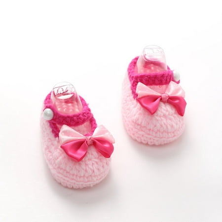 

Crib Crochet Casual Baby Girls Handmade Knit Sock Bow Infant Shoes CHMORA