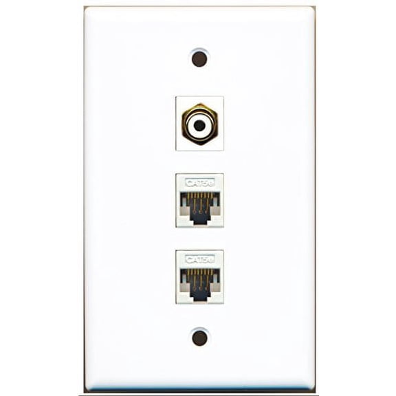RiteAV - 1 Port RCA White 2 Port Cat5e Ethernet White Wall Plate