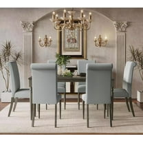 Home Design Franklin 7-Piece Dining Set, Gray/Taupe, Rectangular table, High-back cushioned chairs, Classic turned legs, Comfortable seating, Durable construction