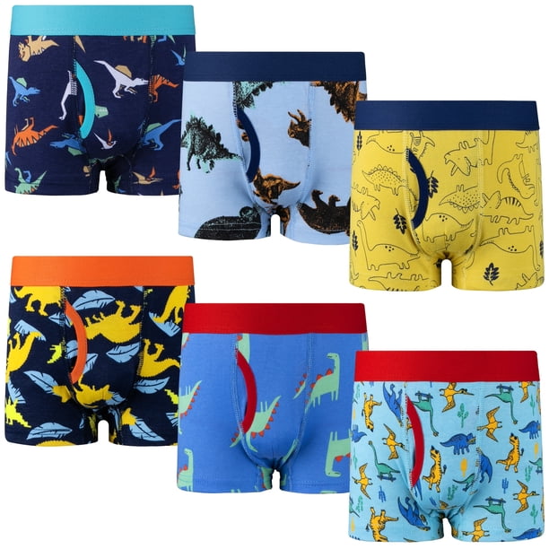 BIG ELEPHANT Paquete de 6 Bóxers para Niños – 100% Algodón, Ropa Interior Suave y Transpirable para Niños Pequeños, Tallas 3-9 Años