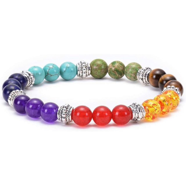 Woeilo Lava Rock 7 Chakra Healing Bracelet, Aromatherapy Essential Oil Diffuser Bracelet