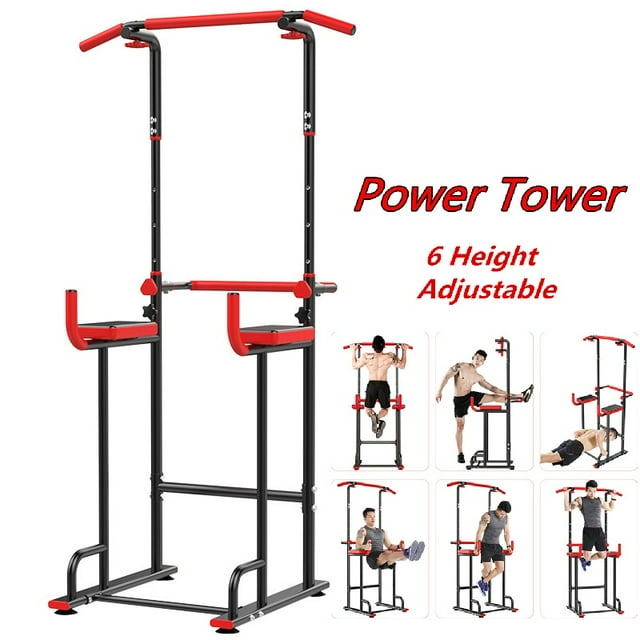 SINGES Power Tower Adjustable Height Pull Up & Dip Station Home Gym Exercise Workout Station