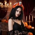 thumbnail image 4 of Day of The Dead Headpiece, Day of The Dead Decorations, Orange Floral Skull Gothic Halloween Party Headband, Sugar Skull Decor for Stage Performance and Trick Or Treating, 8 Inch,, 4 of 4
