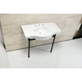 thumbnail image 2 of Kingston Brass VPB28140W8MB Manchester 37" Ceramic Console Sink with Stainless Steel Legs (8-Inch, 3-Hole), White/Matte Black, 2 of 8