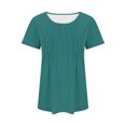 thumbnail image 4 of Timegard Womens Short Sleeve Tops Round Neck Ruched Comfy Dressy Casual Tunic Top to Wear with Leggings, 4 of 7