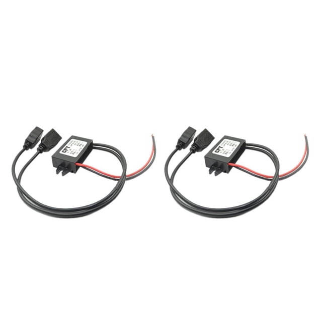Seitruly 12V a 5V 3A MAX 15W Doble USB DC-DC Convertidor Buck Coche Barco Motocicleta Dual USB Voltaje Reductor Adaptador de corriente como se muestra en la imagen 8.4x5.5x1.9 cm 2piezas