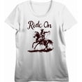 thumbnail image 4 of Cowboy "Ride On" Women's Vivid White Crew Neck Short Sleeve Top-Medium, 4 of 6