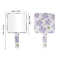 thumbnail image 2 of 1 Pc Espejo de Mano Cuadrado Floral para Mujeres para Viajes de Negocios Morado Blanco Espejo de Plástico de Aluminio, 2 of 3