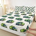 thumbnail image 4 of Castle Fairy Watercolor Garbage Truck Full Size Sheets 4-Piece for Teens, Minimal Seamless Print Bed Sheets for Bedroom, Green, 4 of 6