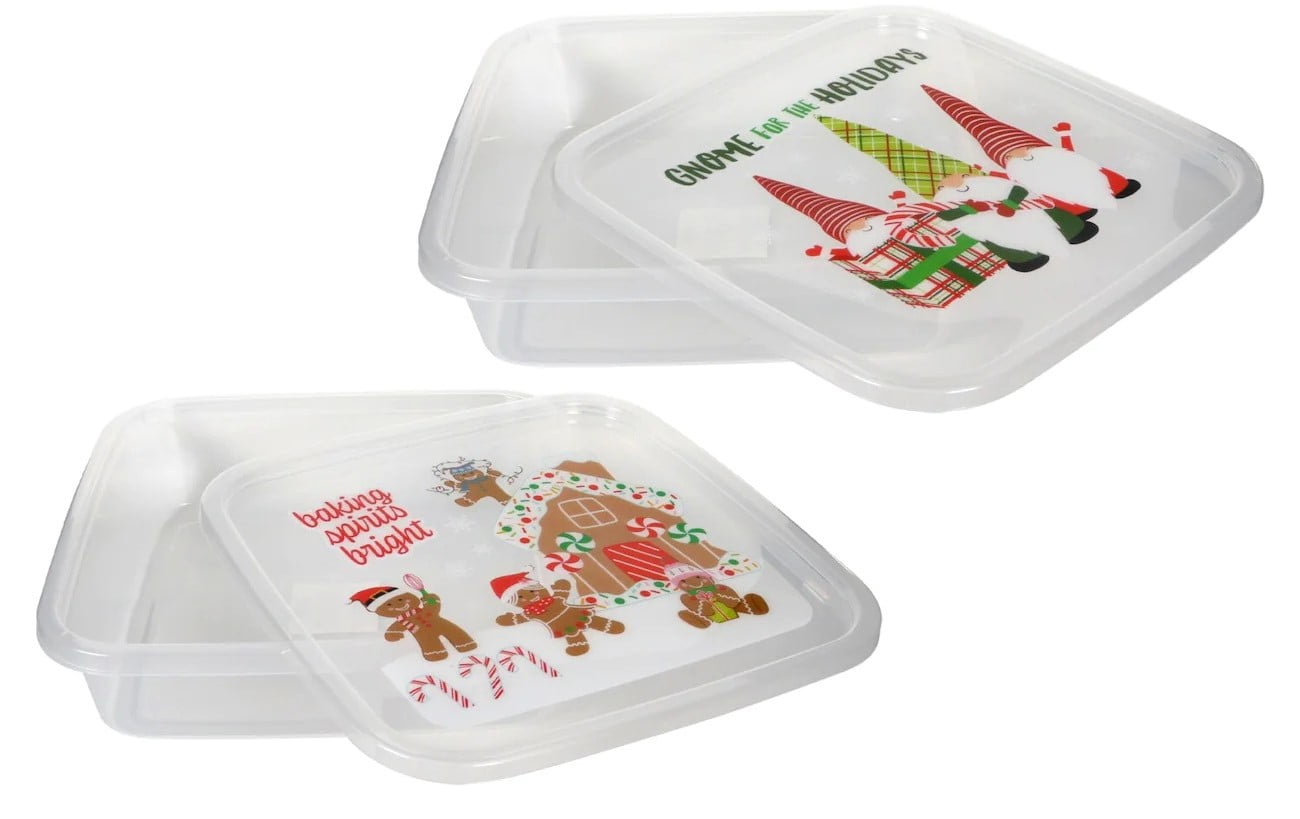 CGT Clear Christmas Plastic Food Storage Containers with Lids Xmas