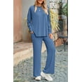 thumbnail image 4 of PRETTYGARDEN Women's Two Piece Lounge Sets Matching Long Sleeve Shirts Wide Leg Pants Tracksuits Travel Outfits Fall Clothes, 4 of 10