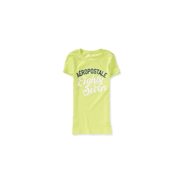 Aeropostale Script Print 87 Camiseta básica para mujer, verde, pequeña Aeropostale Camiseta básica