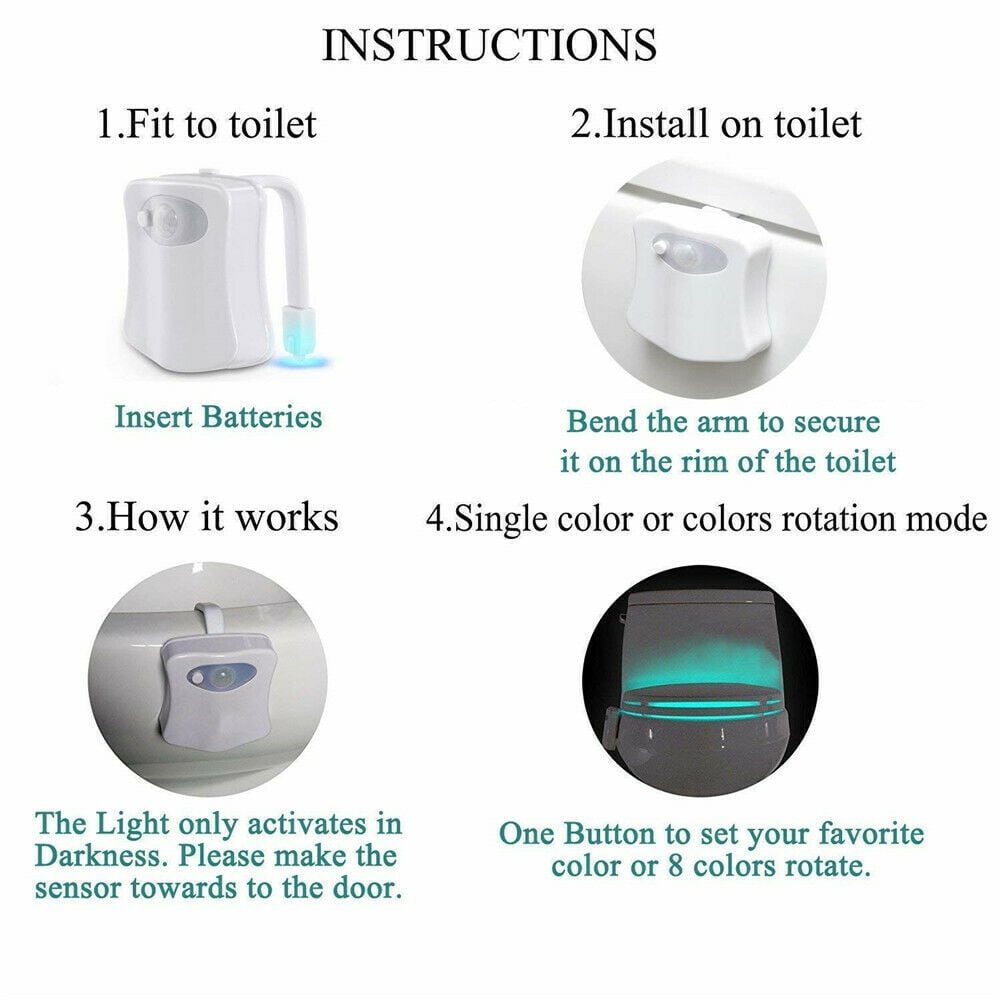 SEURON LED Bathroom Toilet Night Light with 8 Colors Sensor Lamp
