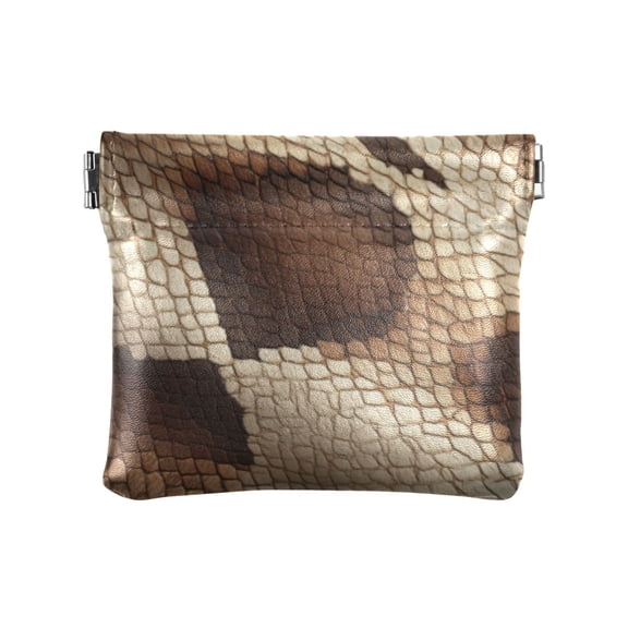 PU leather Coin Purses & Pouches Small Wallet Brown Snake Skin Pattern