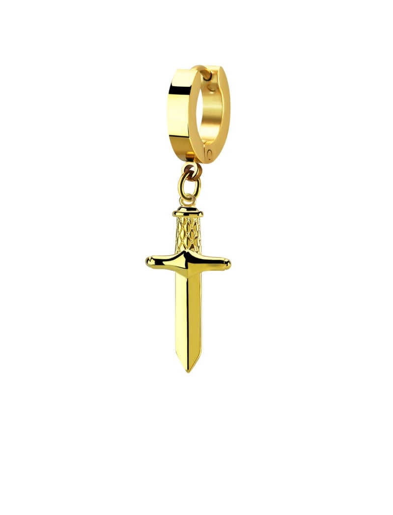 Buy iJewelry2 Dangling Dagger Sword Goldtone Stainless Steel Huggie Hoop Helix Earring Piercing