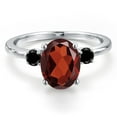 thumbnail image 3 of Gem Stone King 14K White Gold Red Garnet and Black Diamond Engagement Ring for Women | 3.00 Cttw | Oval 10X8MM | Gemstone January Birthstone | Size 7, 3 of 6
