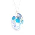 thumbnail image 3 of Juego de aretes y cadena con dije corte Hoja ZVEZDA plata mexicana ley .925 cristal Swarovski Aurora Boreal, 3 of 5