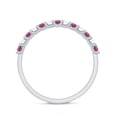 thumbnail image 3 of Rosec Jewels Pink Tourmaline Semi Eternity Stackable Ring with Moissanite - Stacking Ring, 925 Sterling Silver, US 12.00, 3 of 9