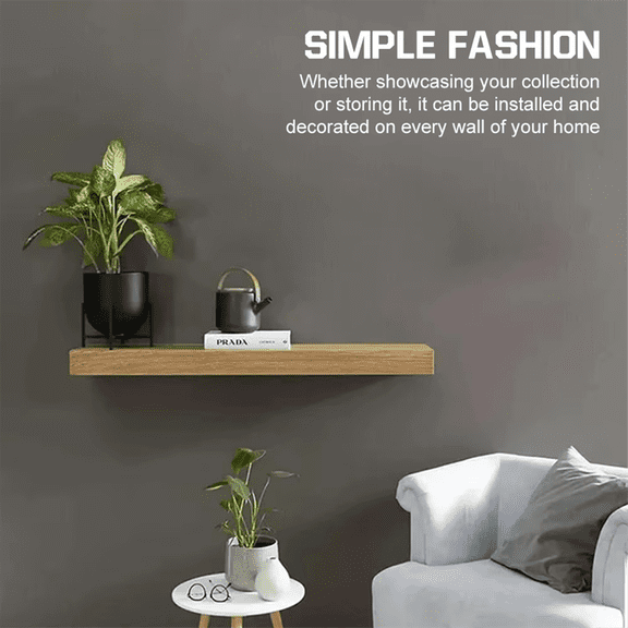 Solid Wood Floating Shelf with Hidden Compartment, Wall-Mounted Storage Rack, Home Decor A