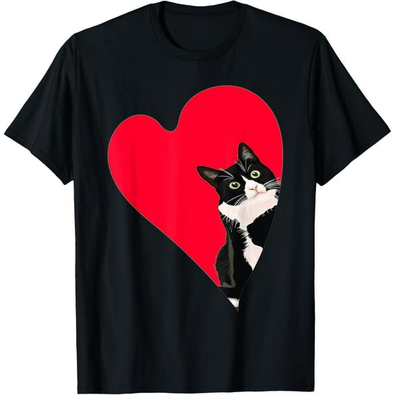 Cat Lover Valentine's Day Men T-Shirt Funny Heart Graphic Tee